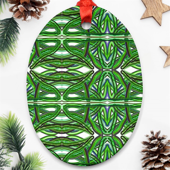 My Paint My Pallet Brocade Green SCARABS Oval Ornament (Two Sides)