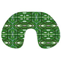 My Paint My Pallet Brocade Green Scarabs Travel Neck Pillow by ScottFreeArt