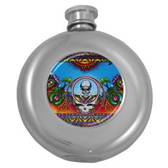 Grateful Dead Wallpapers Round Hip Flask (5 Oz) by Sapixe