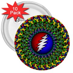 Grateful Dead 3  Buttons (10 Pack)  by Sapixe