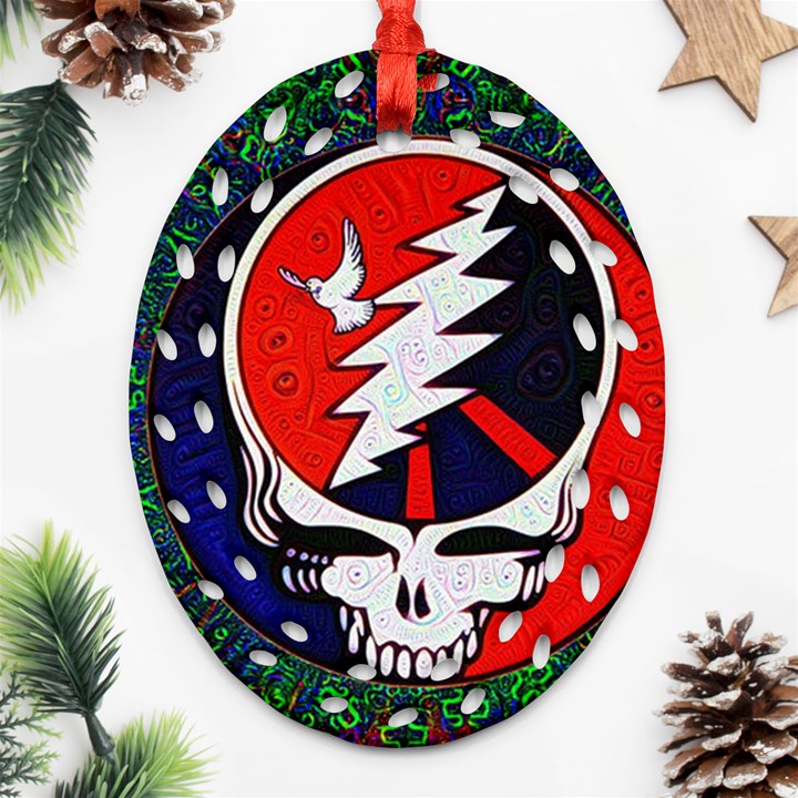 Grateful Dead Oval Filigree Ornament (Two Sides)