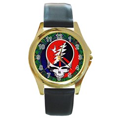 Grateful Dead Round Gold Metal Watch by Sapixe