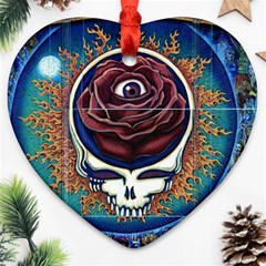 Grateful Dead Ahead Of Their Time Heart Ornament (two Sides) by Sapixe