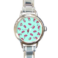 Donuts Pattern Food Colourful Round Italian Charm Watch