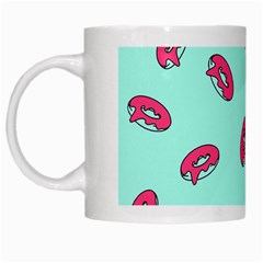 Donuts Pattern Food Colourful White Mugs by Vaneshart