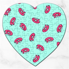 Donuts Pattern Food Colourful Jigsaw Puzzle (heart) by Vaneshart