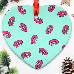 Donuts Pattern Food Colourful Heart Ornament (Two Sides)