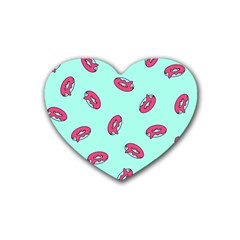 Donuts Pattern Food Colourful Heart Coaster (4 pack) 