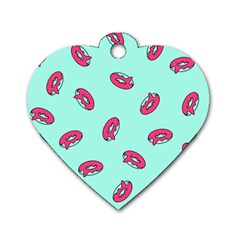 Donuts Pattern Food Colourful Dog Tag Heart (One Side)