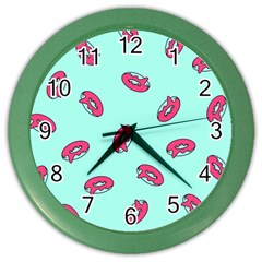 Donuts Pattern Food Colourful Color Wall Clock