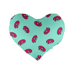 Donuts Pattern Food Colourful Standard 16  Premium Heart Shape Cushions