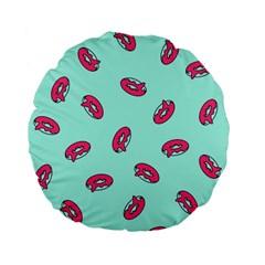 Donuts Pattern Food Colourful Standard 15  Premium Flano Round Cushions