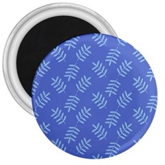 Leaves Ferns Blue Pattern 3  Magnets by Vaneshart