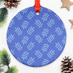 Leaves Ferns Blue Pattern Ornament (round) by Vaneshart