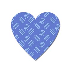 Leaves Ferns Blue Pattern Heart Magnet by Vaneshart