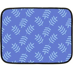 Leaves Ferns Blue Pattern Fleece Blanket (mini) by Vaneshart