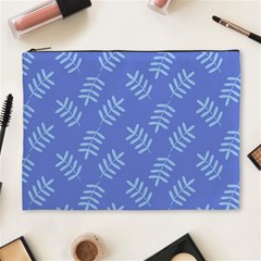 Leaves Ferns Blue Pattern Cosmetic Bag (xl) by Vaneshart