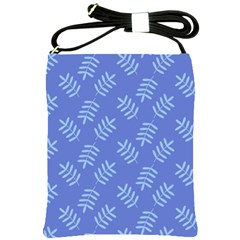 Leaves Ferns Blue Pattern Shoulder Sling Bag by Vaneshart