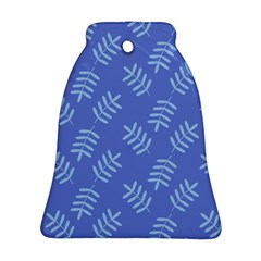 Leaves Ferns Blue Pattern Bell Ornament (two Sides) by Vaneshart