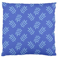 Leaves Ferns Blue Pattern Large Cushion Case (one Side) by Vaneshart