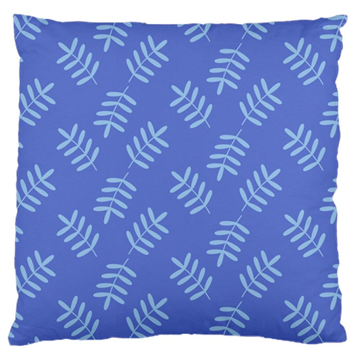 Leaves Ferns Blue Pattern Large Cushion Case (Two Sides)