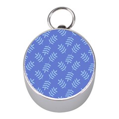 Leaves Ferns Blue Pattern Mini Silver Compasses by Vaneshart