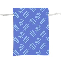 Leaves Ferns Blue Pattern  Lightweight Drawstring Pouch (xl)