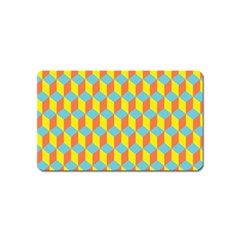 Cube Hexagon Pattern Yellow Blue Magnet (name Card) by Vaneshart