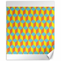 Cube Hexagon Pattern Yellow Blue Canvas 16  X 20  by Vaneshart