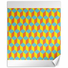 Cube Hexagon Pattern Yellow Blue Canvas 11  X 14  by Vaneshart