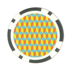 Cube Hexagon Pattern Yellow Blue Poker Chip Card Guard by Vaneshart