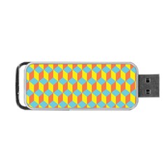 Cube Hexagon Pattern Yellow Blue Portable Usb Flash (one Side) by Vaneshart