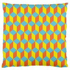 Cube Hexagon Pattern Yellow Blue Standard Flano Cushion Case (one Side) by Vaneshart