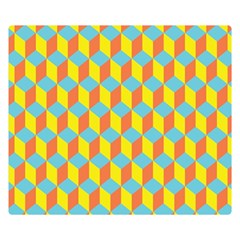 Cube Hexagon Pattern Yellow Blue Double Sided Flano Blanket (small)  by Vaneshart