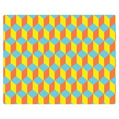 Cube Hexagon Pattern Yellow Blue Double Sided Flano Blanket (medium)  by Vaneshart