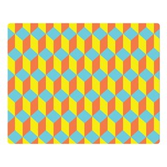 Cube Hexagon Pattern Yellow Blue Double Sided Flano Blanket (large)  by Vaneshart