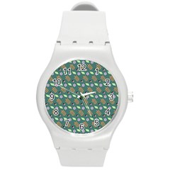 Nature Pattern Spring Green Round Plastic Sport Watch (m) by Vaneshart