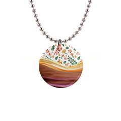 Floral Background Abstract Pattern 1  Button Necklace by Vaneshart