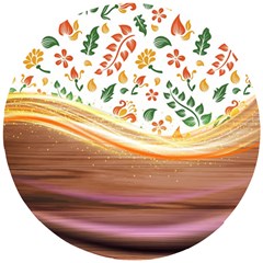 Floral Background Abstract Pattern Wooden Puzzle Round by Vaneshart