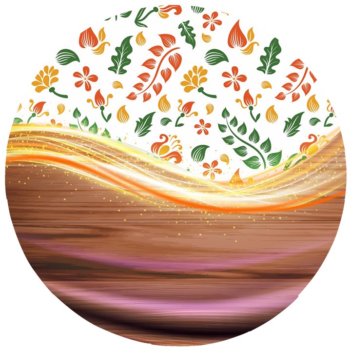 Floral Background Abstract Pattern Wooden Puzzle Round