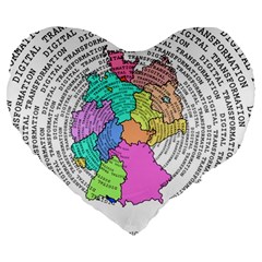 Digitization Transformation Germany Large 19  Premium Flano Heart Shape Cushions by Vaneshart