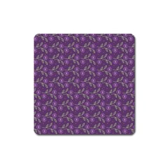 Flowers Violet Decorative Pattern Square Magnet by Vaneshart