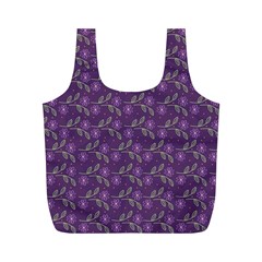 Flowers Violet Decorative Pattern Full Print Recycle Bag (m) by Vaneshart