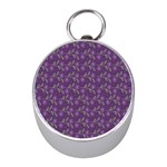 Flowers Violet Decorative Pattern Mini Silver Compasses Front