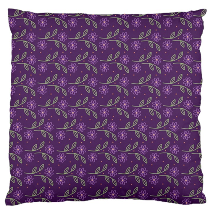 Flowers Violet Decorative Pattern Large Flano Cushion Case (One Side)