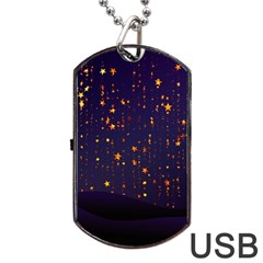 Christmas Background Star Dog Tag Usb Flash (one Side) by Vaneshart