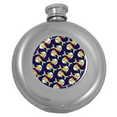 Fish Background Abstract Animal Round Hip Flask (5 Oz) by Vaneshart