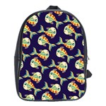 Fish Background Abstract Animal School Bag (Large) Front