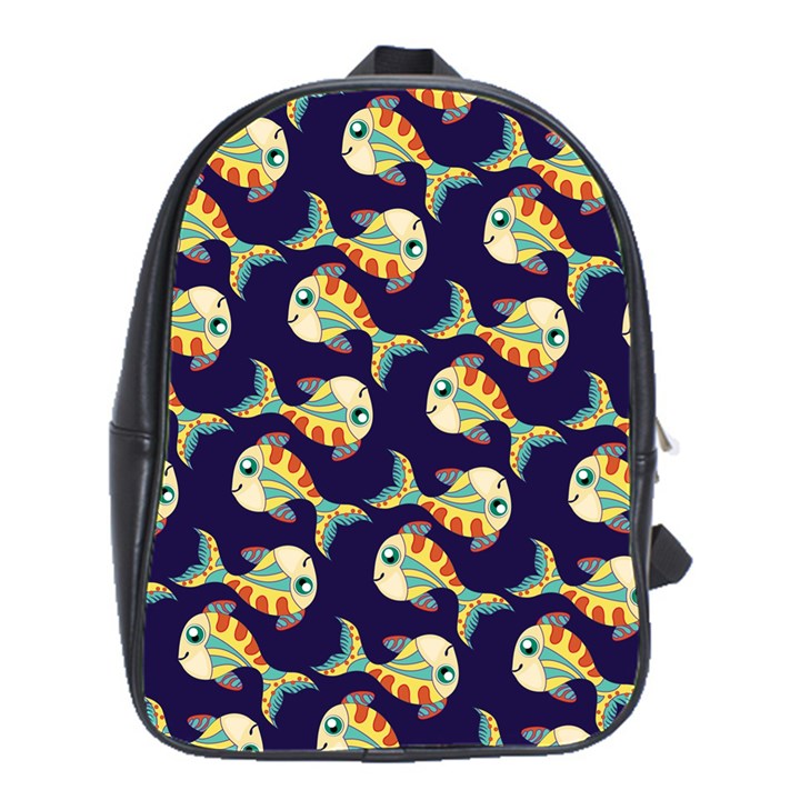 Fish Background Abstract Animal School Bag (Large)