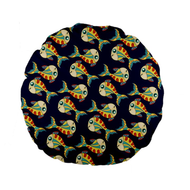 Fish Background Abstract Animal Standard 15  Premium Flano Round Cushions